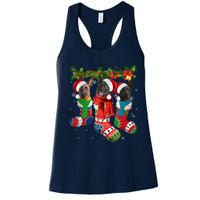 Three Dutch Shepherds In Christmas Socks Women's Racerback Tank