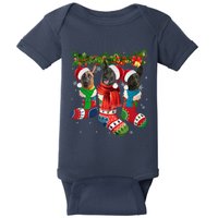 Three Dutch Shepherds In Christmas Socks Baby Bodysuit