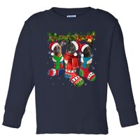 Three Dutch Shepherds In Christmas Socks Toddler Long Sleeve Shirt