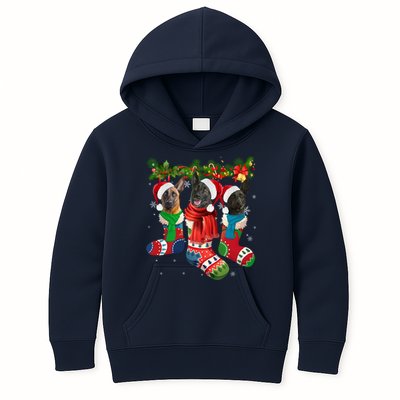 Three Dutch Shepherds In Christmas Socks Kids Hoodie