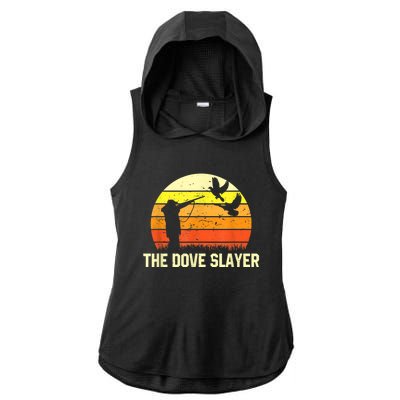 The Dove Slayer Vintage Retro Dove Hunting Ladies PosiCharge Tri-Blend Wicking Draft Hoodie Tank