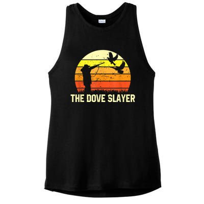 The Dove Slayer Vintage Retro Dove Hunting Ladies PosiCharge Tri-Blend Wicking Tank