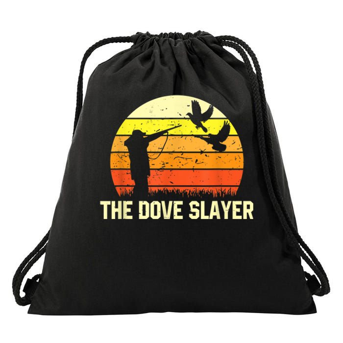 The Dove Slayer Vintage Retro Dove Hunting Drawstring Bag