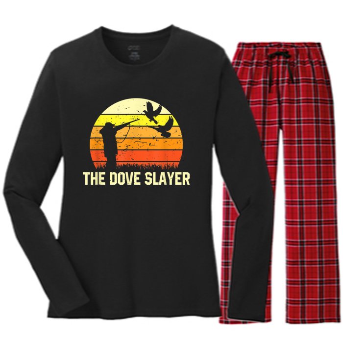 The Dove Slayer Vintage Retro Dove Hunting Women's Long Sleeve Flannel Pajama Set 