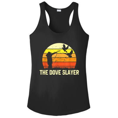 The Dove Slayer Vintage Retro Dove Hunting Ladies PosiCharge Competitor Racerback Tank