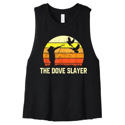 The Dove Slayer Vintage Retro Dove Hunting Women's Racerback Cropped Tank