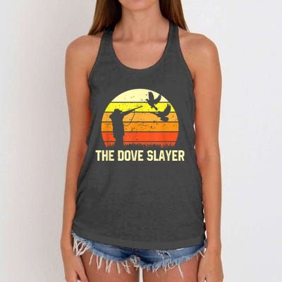 The Dove Slayer Vintage Retro Dove Hunting Women's Knotted Racerback Tank