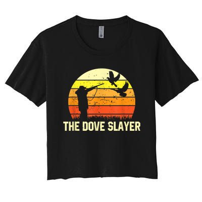 The Dove Slayer Vintage Retro Dove Hunting Women's Crop Top Tee