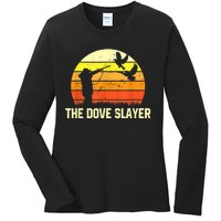 The Dove Slayer Vintage Retro Dove Hunting Ladies Long Sleeve Shirt