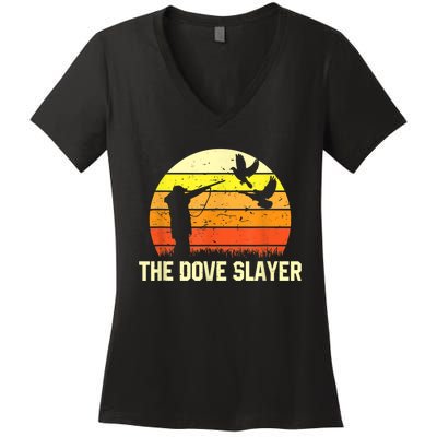 The Dove Slayer Vintage Retro Dove Hunting Women's V-Neck T-Shirt