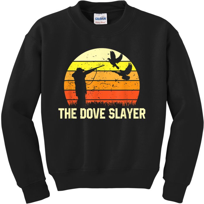 The Dove Slayer Vintage Retro Dove Hunting Kids Sweatshirt