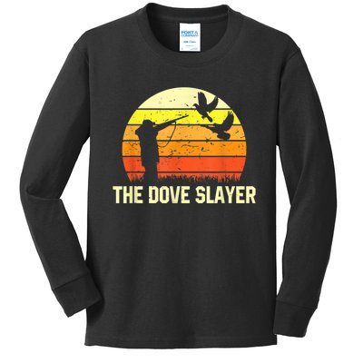 The Dove Slayer Vintage Retro Dove Hunting Kids Long Sleeve Shirt