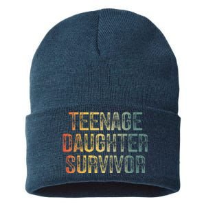 Teenage Daughter Survivor FatherS Day Dad Joke Sustainable Knit Beanie