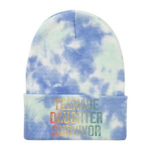 Teenage Daughter Survivor FatherS Day Dad Joke Tie Dye 12in Knit Beanie