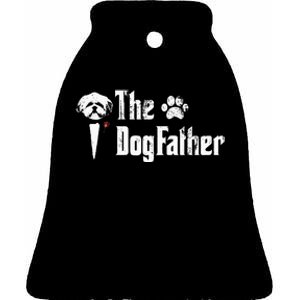 The Dogfather Shih Tzu Dog Dad FatherS Day Gift Ceramic Bell Ornament