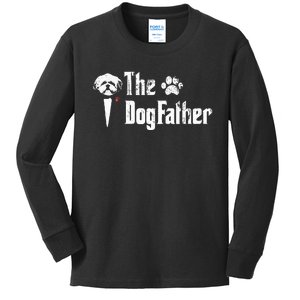 The Dogfather Shih Tzu Dog Dad FatherS Day Gift Kids Long Sleeve Shirt