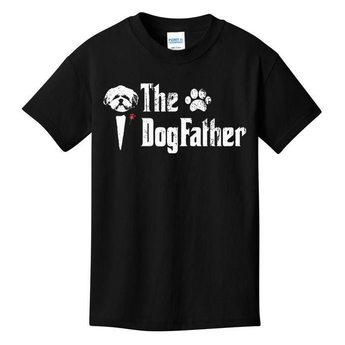 The Dogfather Shih Tzu Dog Dad FatherS Day Gift Kids T-Shirt