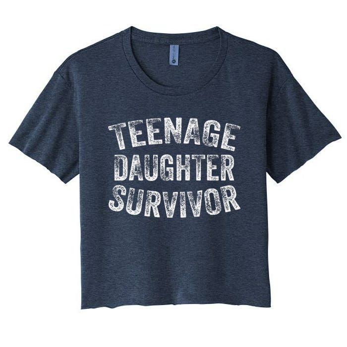 Teenage Daughter Survivor Funny Vintage Women's Crop Top Tee