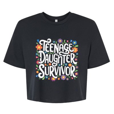 Teenage Daughter Survivor Teenager Dad Fathers Day Parenting Bella+Canvas Jersey Crop Tee