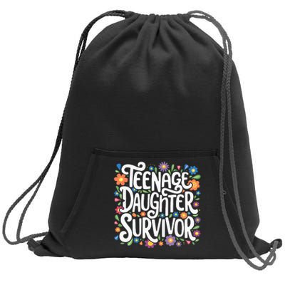 Teenage Daughter Survivor Teenager Dad Fathers Day Parenting Sweatshirt Cinch Pack Bag