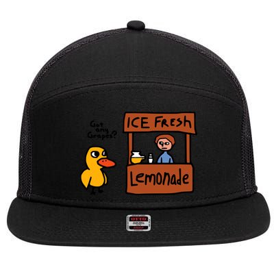 The Duck Song Got Any Grapes Funny Meme 7 Panel Mesh Trucker Snapback Hat