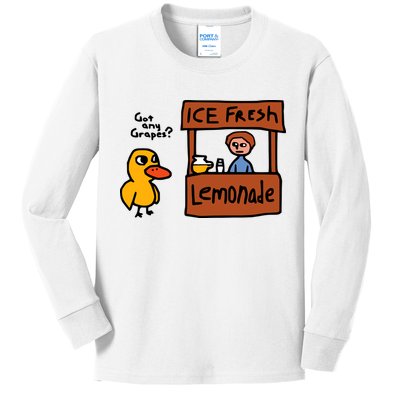 The Duck Song Got Any Grapes Funny Meme Kids Long Sleeve Shirt