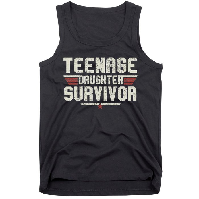 Teenage Daughter Survivor Vintage Dad Mom FatherS Day Tank Top