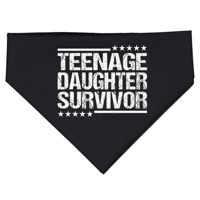 Teenage Daughter Survivor Vintage Dad Mom FatherS Day USA-Made Doggie Bandana