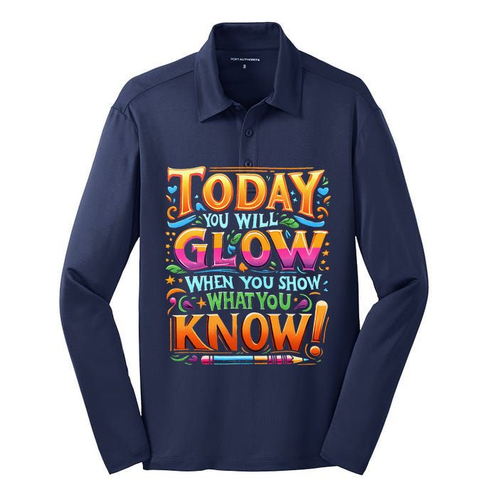 Testing Day Show What You Know Teacher Do Not Stress Silk Touch Performance Long Sleeve Polo