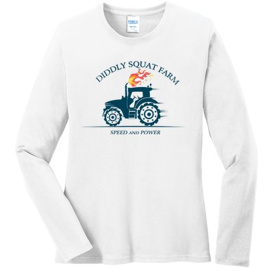 Tractor Diddly Squat Farm Speed And Power Ladies Long Sleeve Shirt