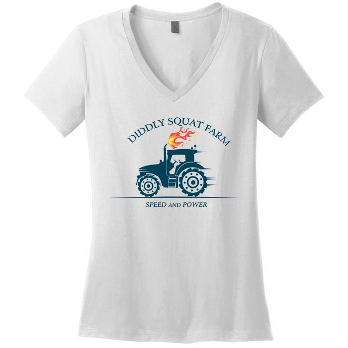 Tractor Diddly Squat Farm Speed And Power Women's V-Neck T-Shirt