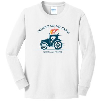 Tractor Diddly Squat Farm Speed And Power Kids Long Sleeve Shirt