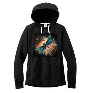 Teal Dragonfly Steampunk Women's Fleece Hoodie