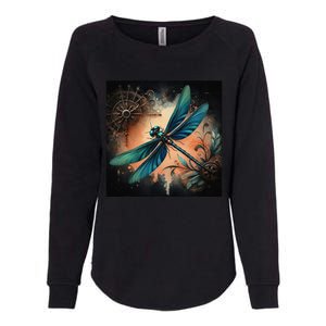 Teal Dragonfly Steampunk Womens California Wash Sweatshirt