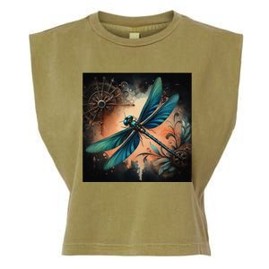 Teal Dragonfly Steampunk Garment-Dyed Women's Muscle Tee