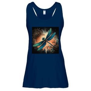 Teal Dragonfly Steampunk Ladies Essential Flowy Tank