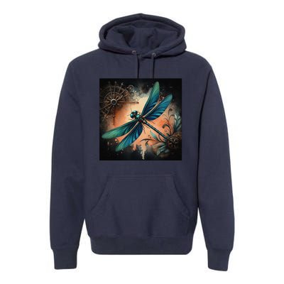 Teal Dragonfly Steampunk Premium Hoodie