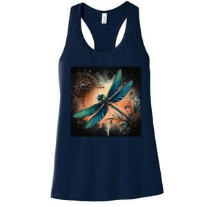 Teal Dragonfly Steampunk Women's Racerback Tank