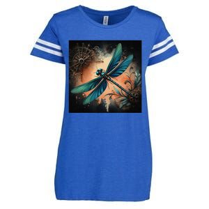 Teal Dragonfly Steampunk Enza Ladies Jersey Football T-Shirt