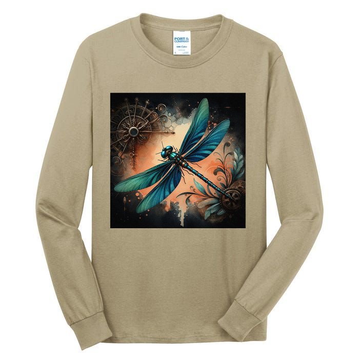 Teal Dragonfly Steampunk Tall Long Sleeve T-Shirt