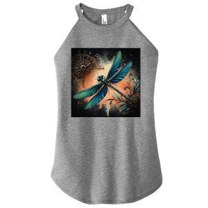 Teal Dragonfly Steampunk Women's Perfect Tri Rocker Tank