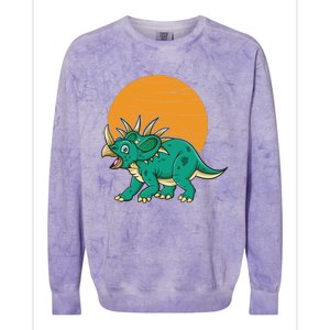 Triceratops Dinosaur Sunset Colorblast Crewneck Sweatshirt