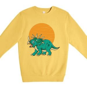 Triceratops Dinosaur Sunset Premium Crewneck Sweatshirt