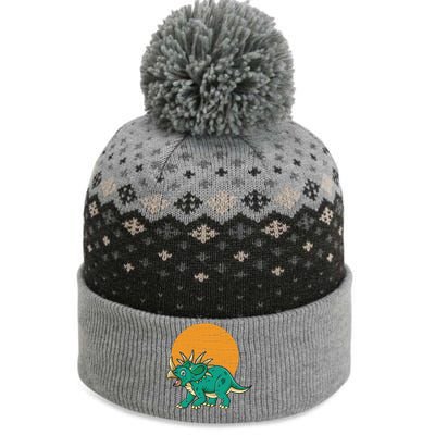 Triceratops Dinosaur Sunset The Baniff Cuffed Pom Beanie