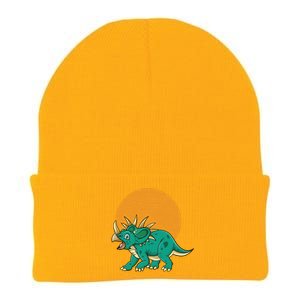 Triceratops Dinosaur Sunset Knit Cap Winter Beanie