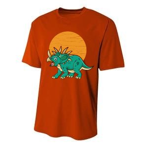 Triceratops Dinosaur Sunset Performance Sprint T-Shirt