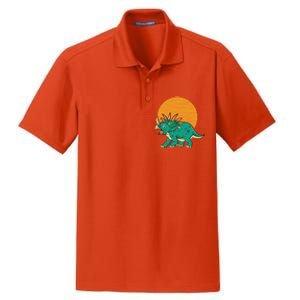 Triceratops Dinosaur Sunset Dry Zone Grid Polo