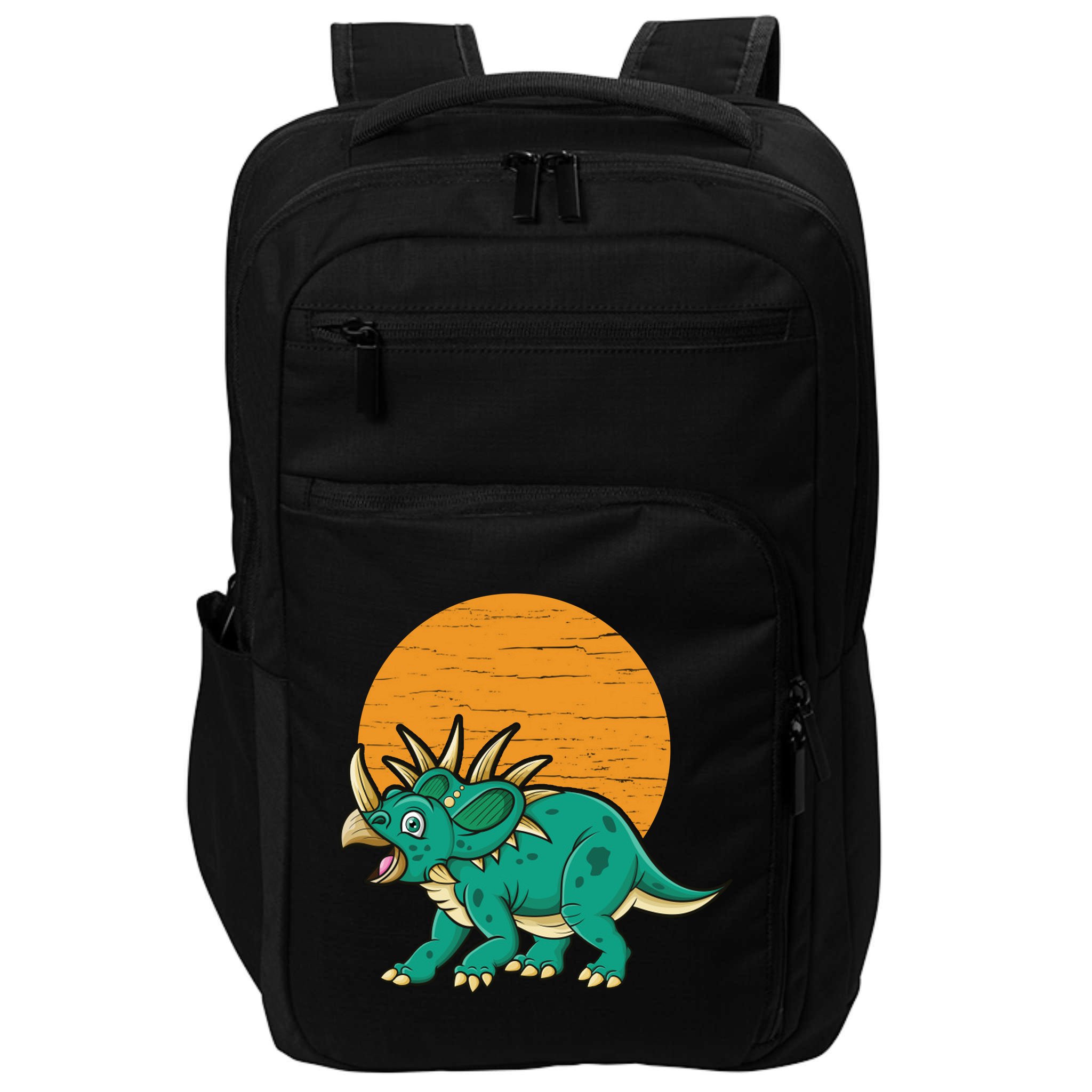 Triceratops Dinosaur Sunset Impact Tech Backpack