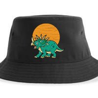 Triceratops Dinosaur Sunset Sustainable Bucket Hat