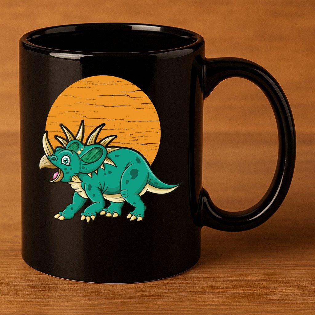Triceratops Dinosaur Sunset 11oz C Handle Ceramic Mug